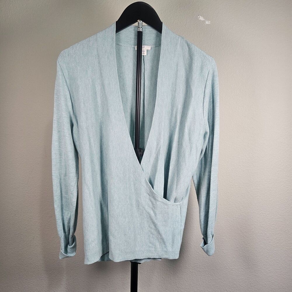J. Jill Light Blue Open Front Wrap Cardigan Sweater‎ Petite Small Soft Knit